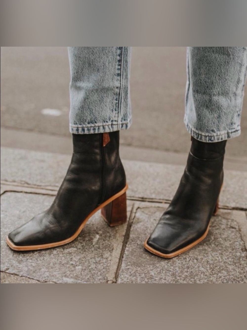Alohas West Vintage Black Leather Ankle Boots Size 38 7.5/8 - Picture 2 of 6